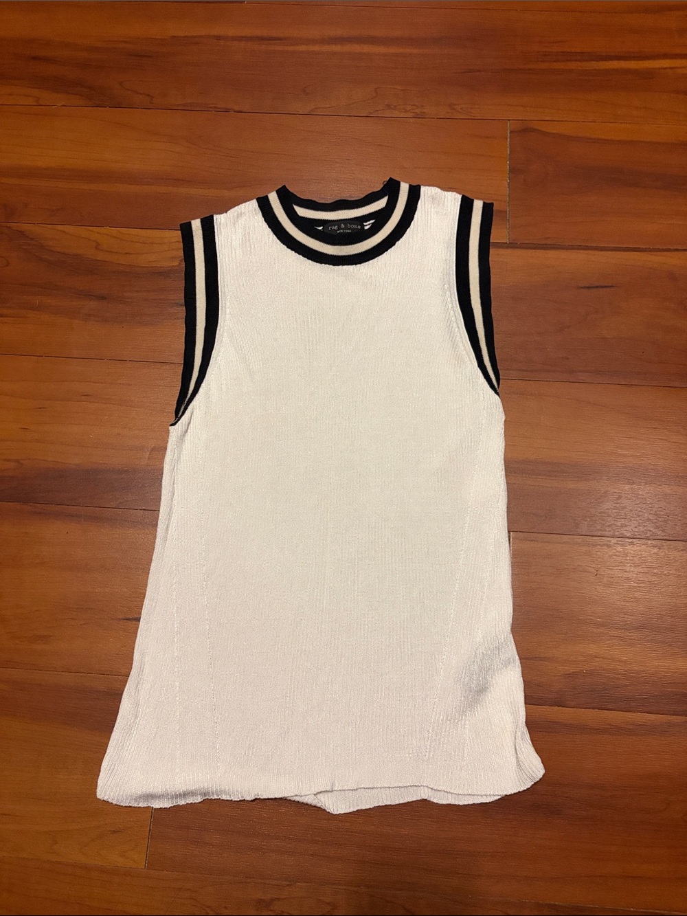 rag & bone Cream Knit Tank with Black Trim Sz M